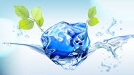 3d water with green leaves