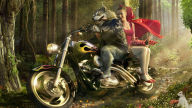 wolf biker and little red riding hood wallpaper