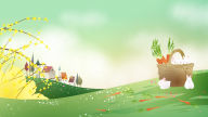 happy picnic time abstract bunnies field flowers