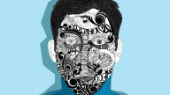 man with tattoo face vector 1080p