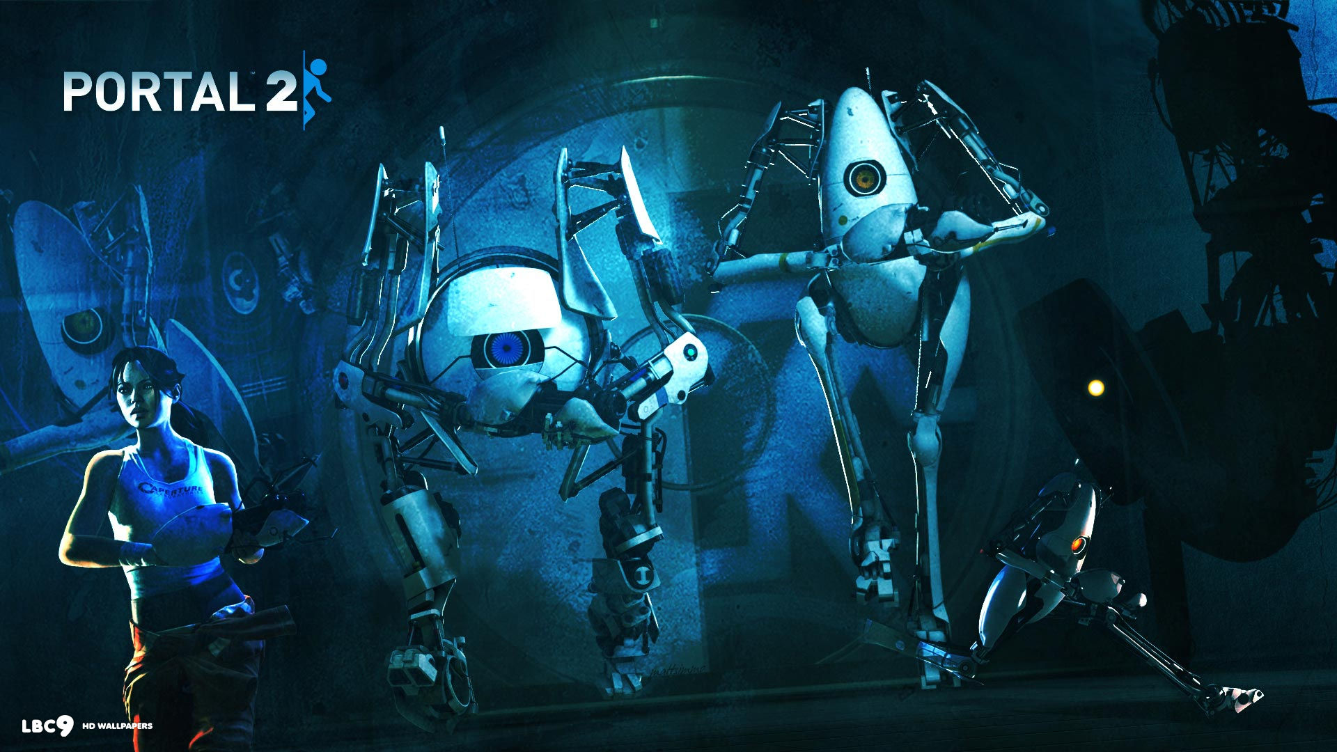 portal 2 chell atlas p body widescreen wallpaper