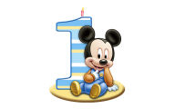 happy birthday 1st number candle mickey mouse disney white simple widescreen