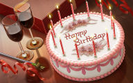 happy birthday cake candles wine romantic full hd
