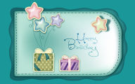 happy birthday wish stars presents teal vector art hd wallpaper