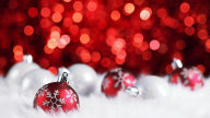 red silver christmas balls decorations bokeh holiday desktop background