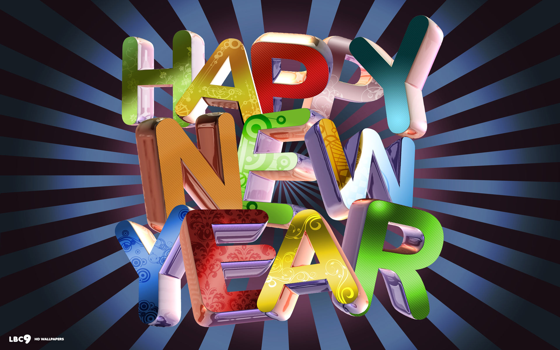 happy new year colorful 3d letters text holiday
