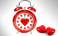 love romantic time alarm clock red hearts desktop background